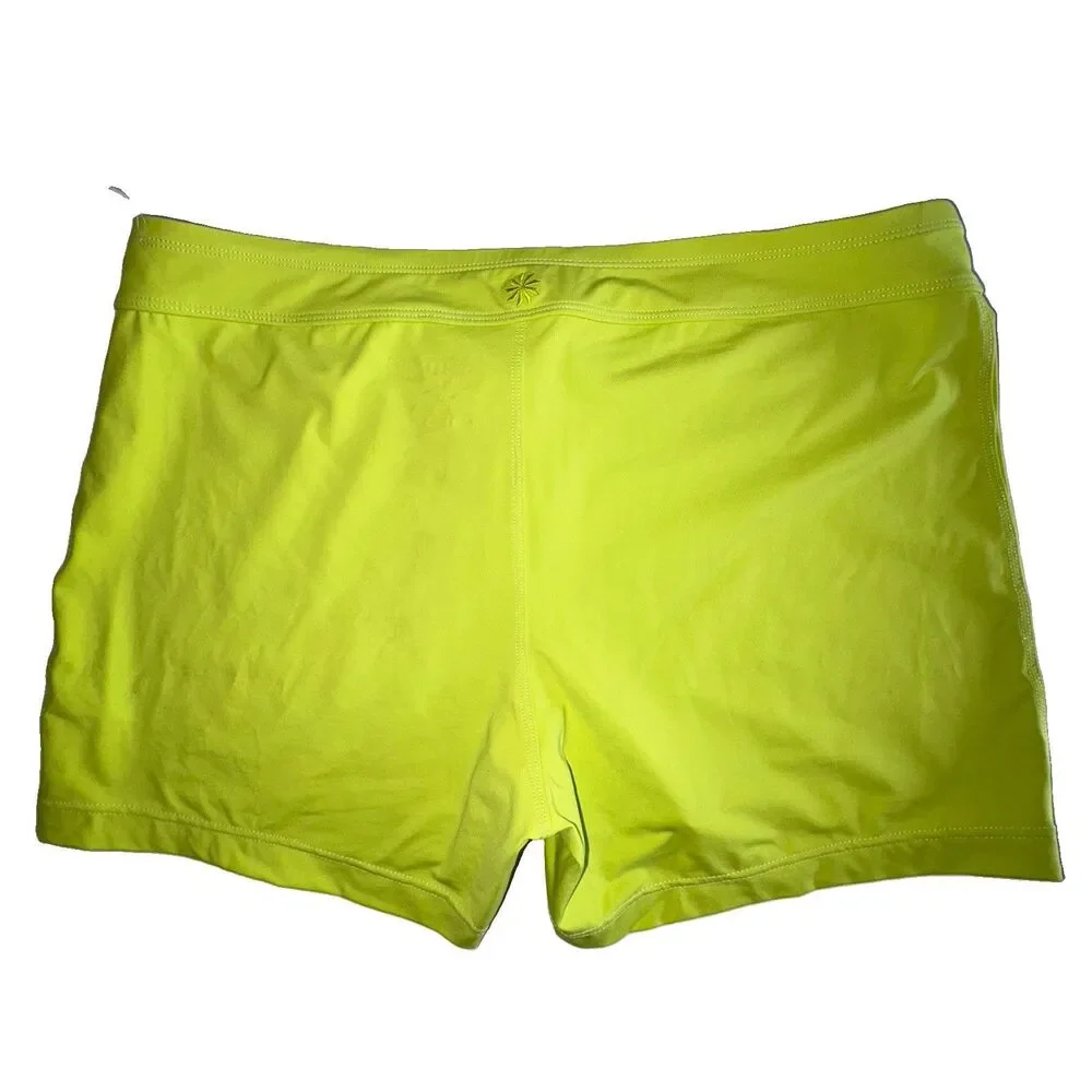 Athleta Neon Green Vital Swim Board Shorts Front Button Detail Size Medium